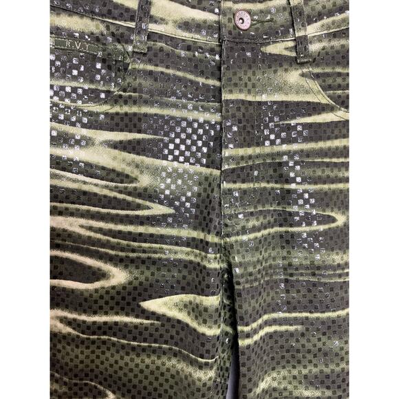 R.V.T. Y2K Vintage Funky Camo Swirl Shiny Flared Bootcut Pants Size 9/10 Bratz - Picture 3 of 4